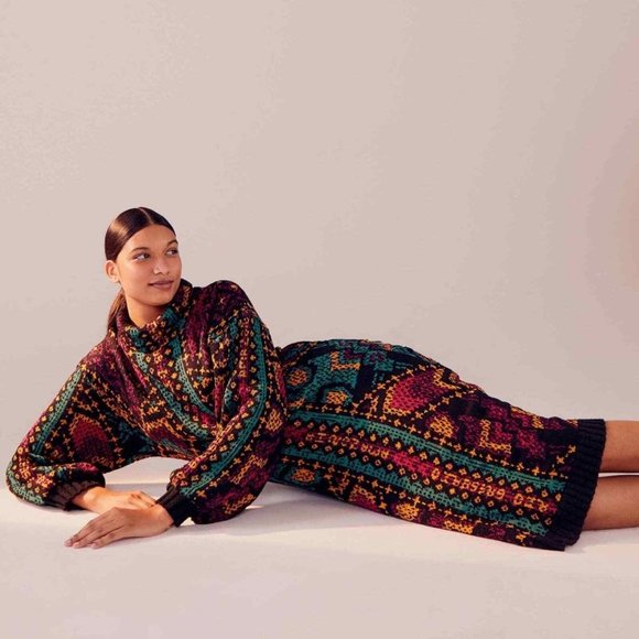 FARM Rio Dresses & Skirts - 🆕 FARM RIO Yawanawa Sripes Knit Sweater Dress Midi Small